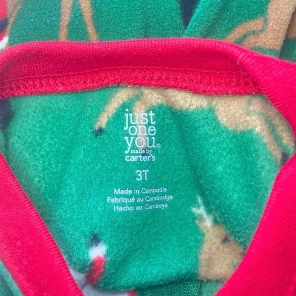 Two Pjs: Carter's Red and Green Plaid Footie Christmas Pjs Kid Sz 3 T - Picture 4 of 4